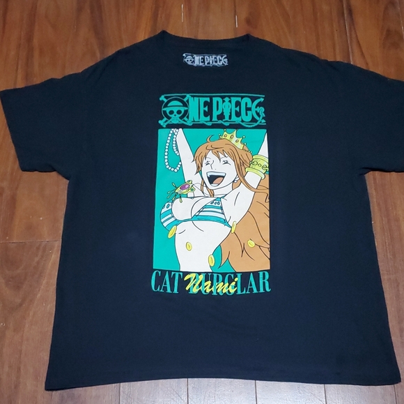 ONE PIECE BLACK GRAPHIC T-SHIRT MEN'S SIZE XL RIPPLE JUNCTION NAMI CAT BURGLAR - Picture 2 of 4